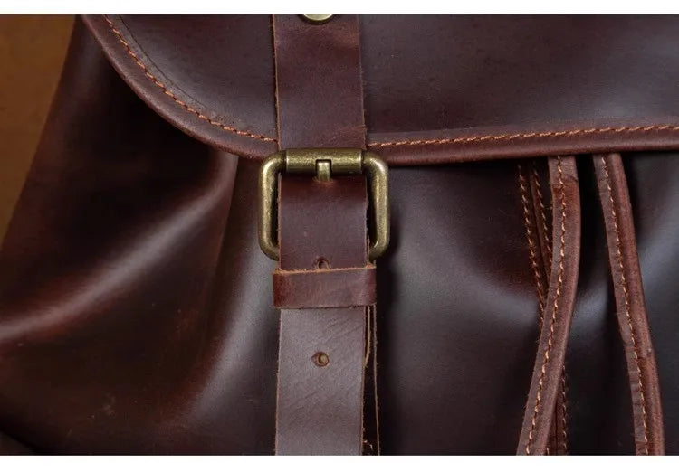 Retro crazy horse leather backpack men's large capacity travel bag fashion trend genuine leather backpack