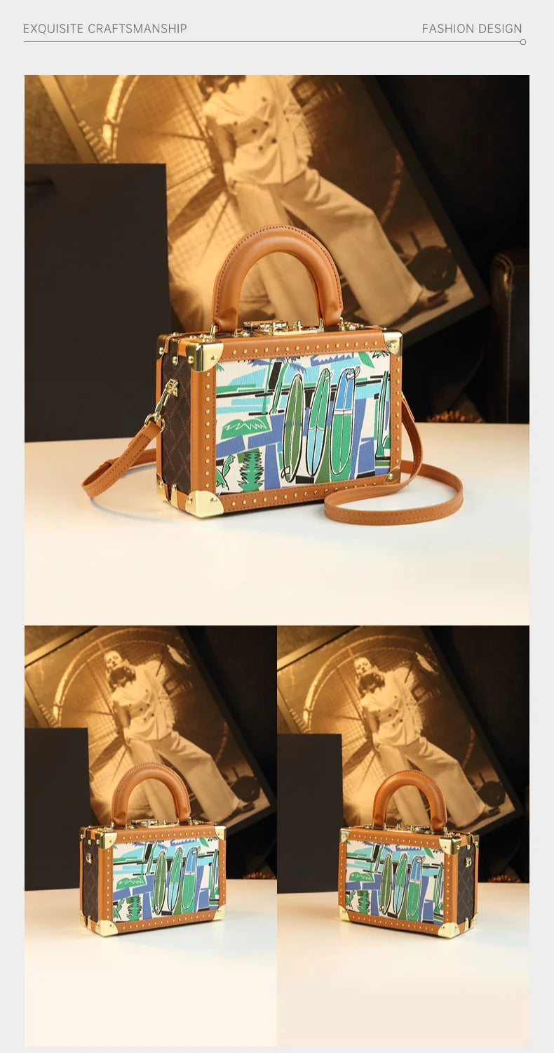 Trendy Women's Bag Personality Genuine Leather Box Bag Elegant Temperament Shoulder Crossbody Bag Designer Luxury Handbags