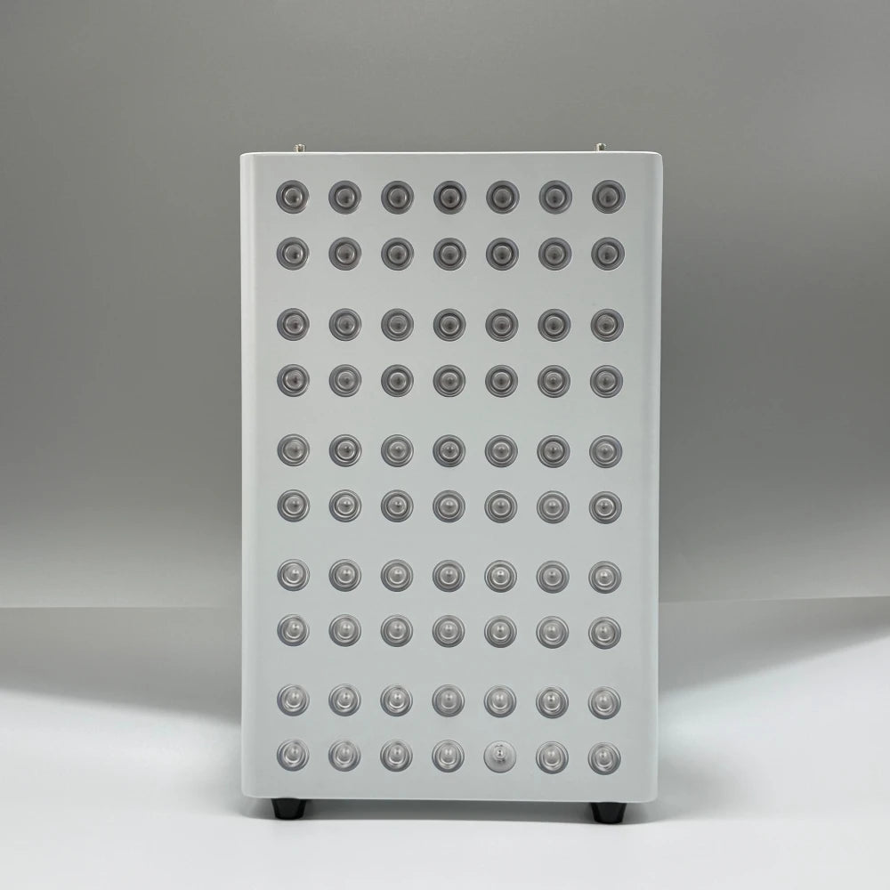 Rectangular panel with circular patterns on a gray background