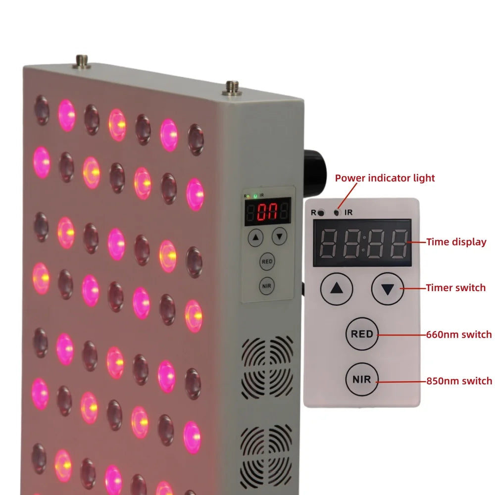 LED light therapy device with control panel on a white background