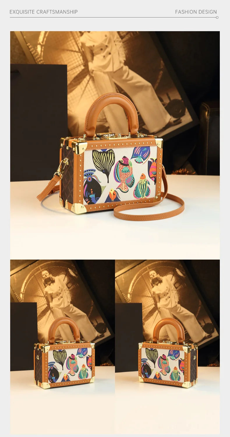 Trendy Women's Bag Personality Genuine Leather Box Bag Elegant Temperament Shoulder Crossbody Bag Designer Luxury Handbags