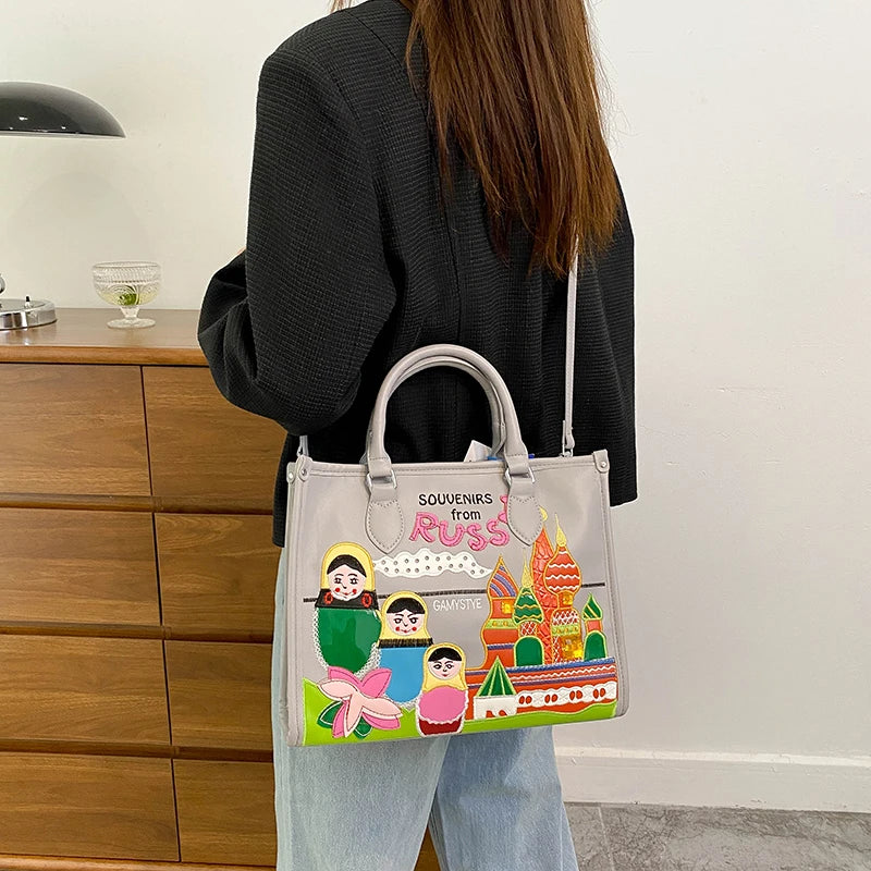 Women's Large PU Leather Shoulder Tote Bag