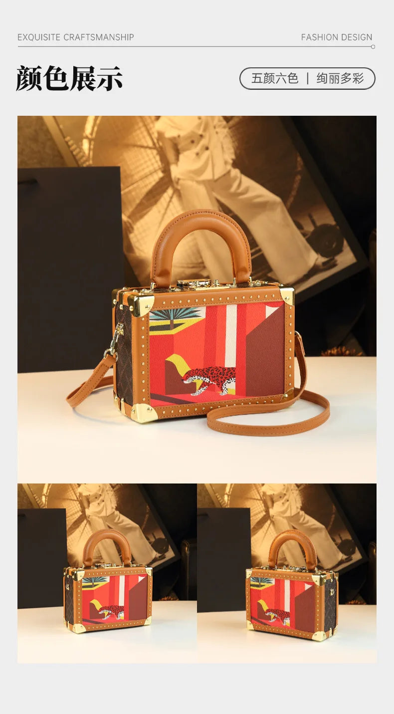 Trendy Women's Bag Personality Genuine Leather Box Bag Elegant Temperament Shoulder Crossbody Bag Designer Luxury Handbags