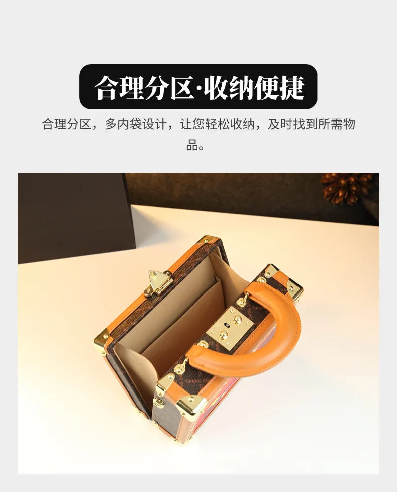 Trendy Women's Bag Personality Genuine Leather Box Bag Elegant Temperament Shoulder Crossbody Bag Designer Luxury Handbags