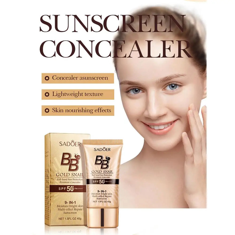 SADONER sunscreen concealer packaging with a woman's face on a white background