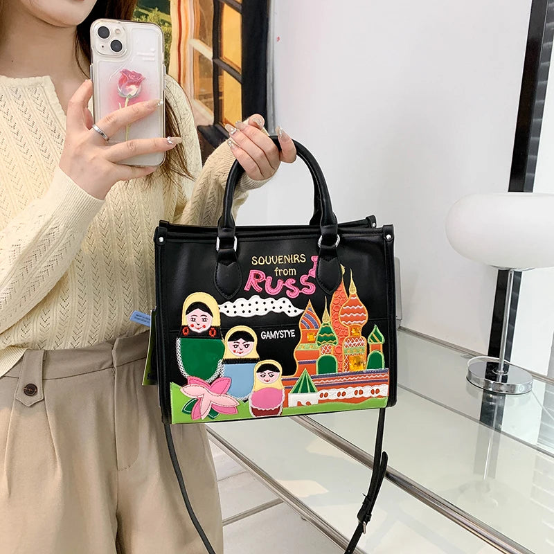 Women's Large PU Leather Shoulder Tote Bag