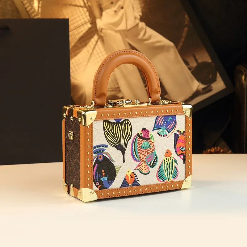 Trendy Women's Bag Personality Genuine Leather Box Bag Elegant Temperament Shoulder Crossbody Bag Designer Luxury Handbags