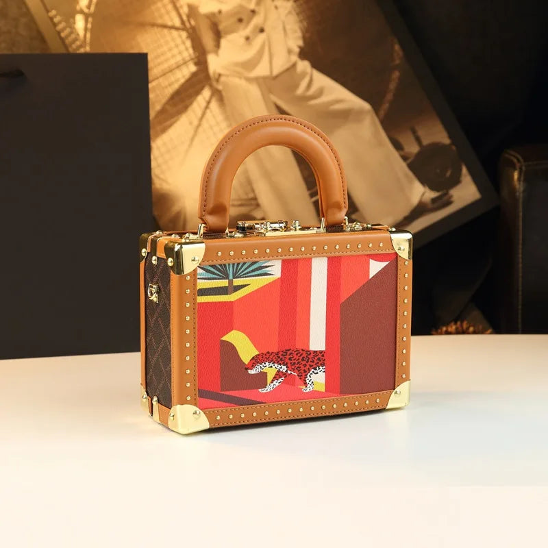 Trendy Women's Bag Personality Genuine Leather Box Bag Elegant Temperament Shoulder Crossbody Bag Designer Luxury Handbags