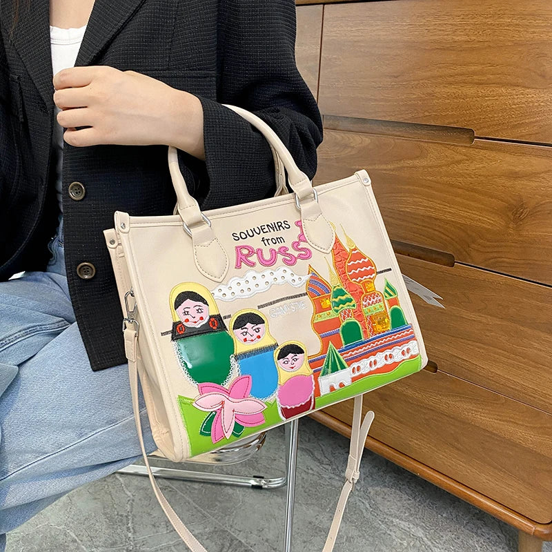 Women's Large PU Leather Shoulder Tote Bag