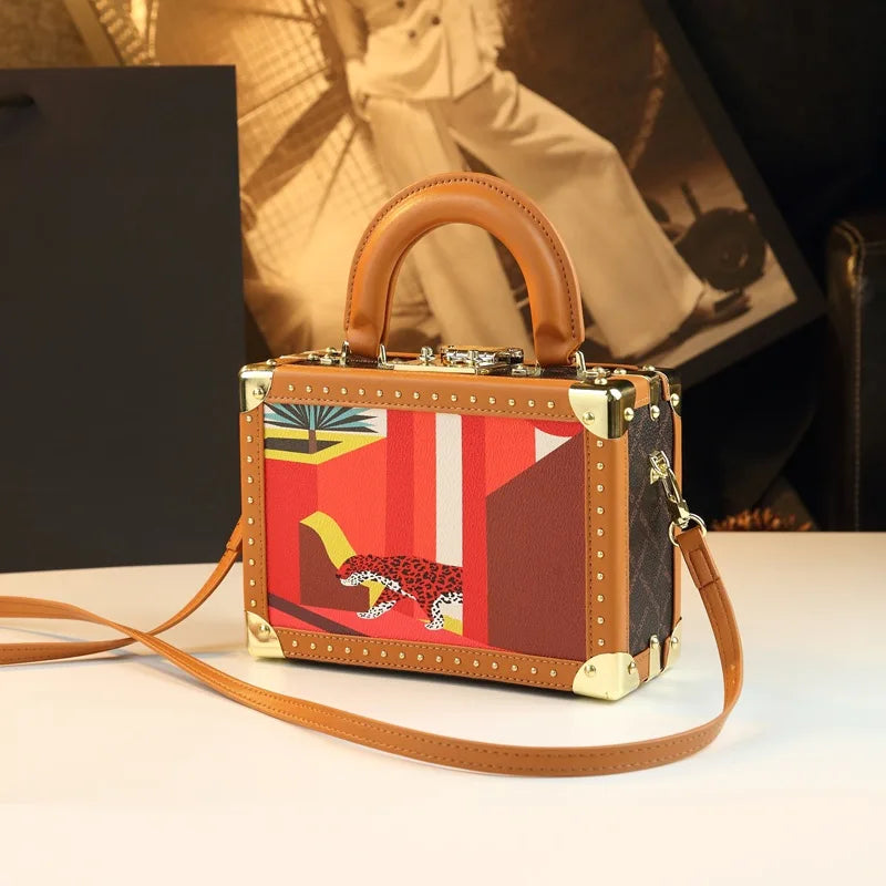 trendy womens bag in red color square box bag