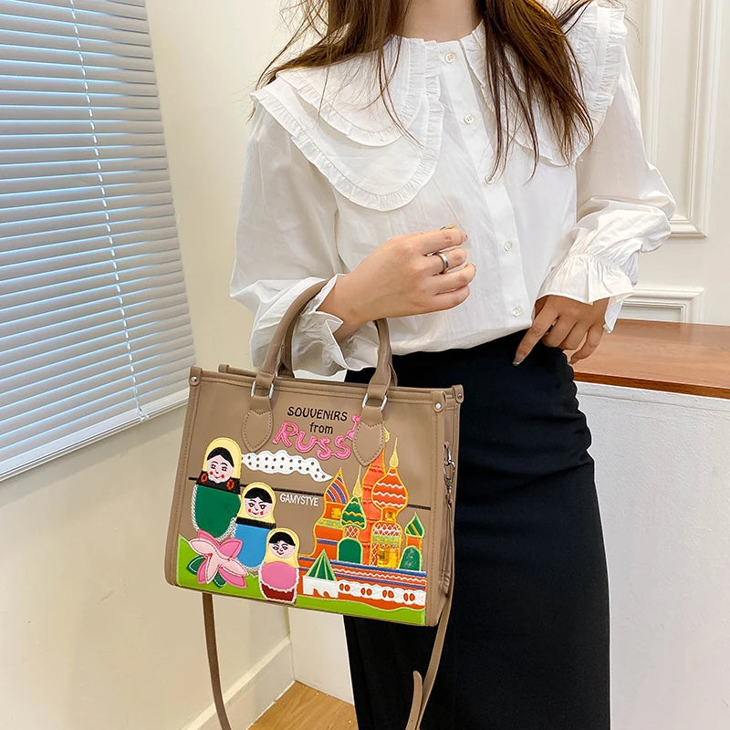 Women's Large PU Leather Shoulder Tote Bag