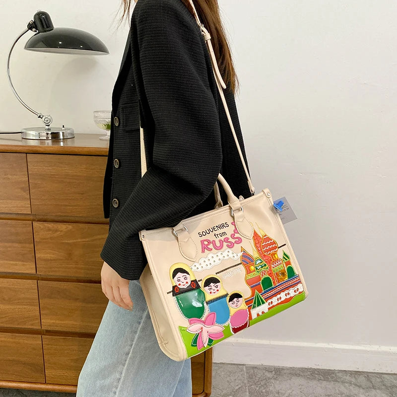 Women's Large PU Leather Shoulder Tote Bag