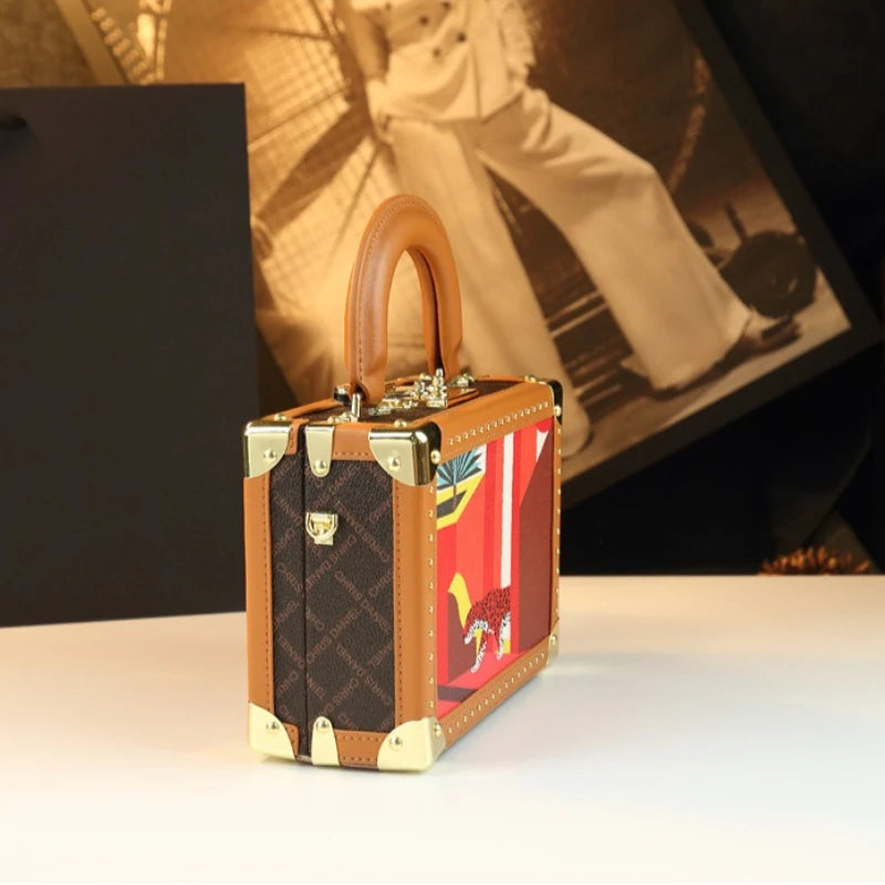 Trendy Women's Bag Personality Genuine Leather Box Bag Elegant Temperament Shoulder Crossbody Bag Designer Luxury Handbags