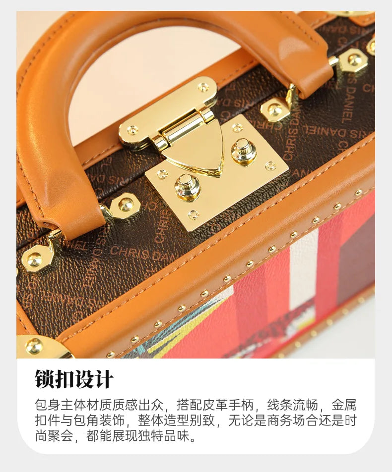 Trendy Women's Bag Personality Genuine Leather Box Bag Elegant Temperament Shoulder Crossbody Bag Designer Luxury Handbags