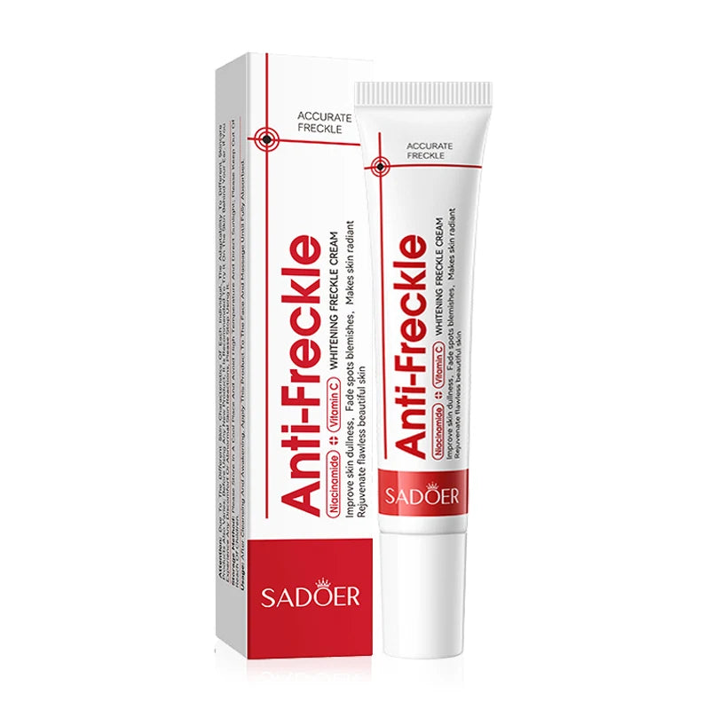 Anti-Freckle cream tube and packaging on a white background