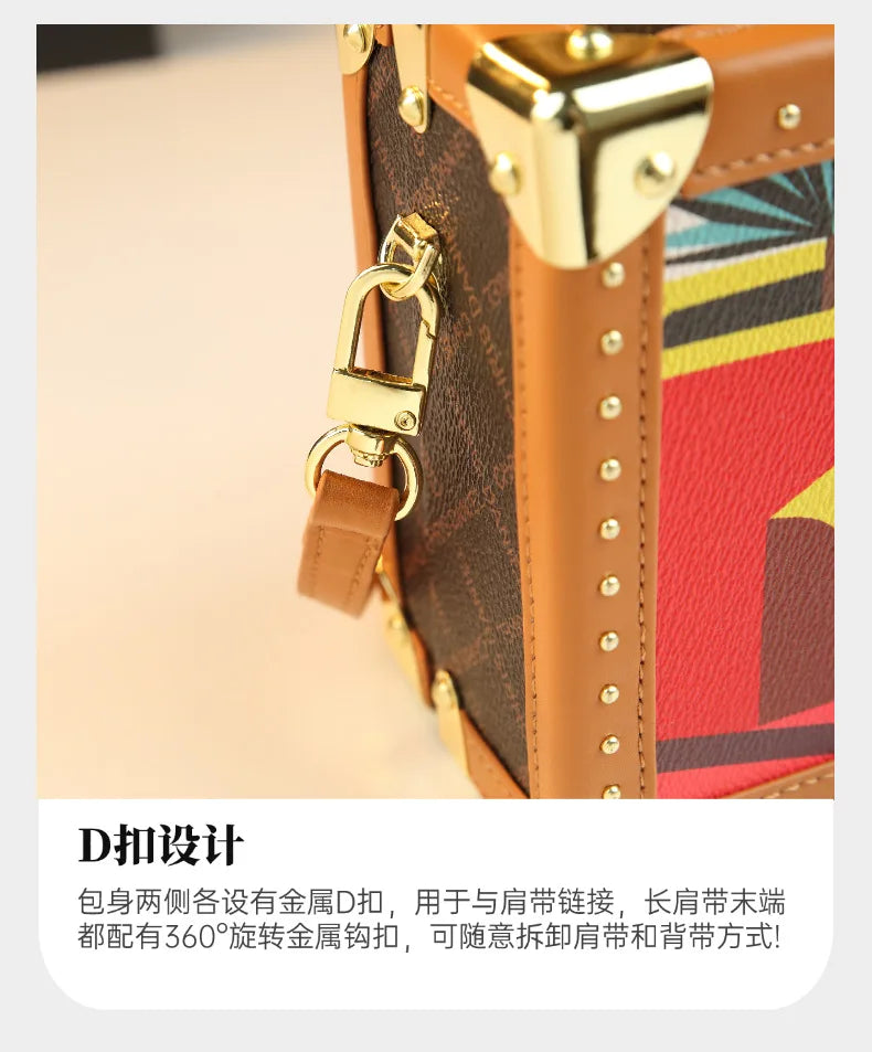 Trendy Women's Bag Personality Genuine Leather Box Bag Elegant Temperament Shoulder Crossbody Bag Designer Luxury Handbags