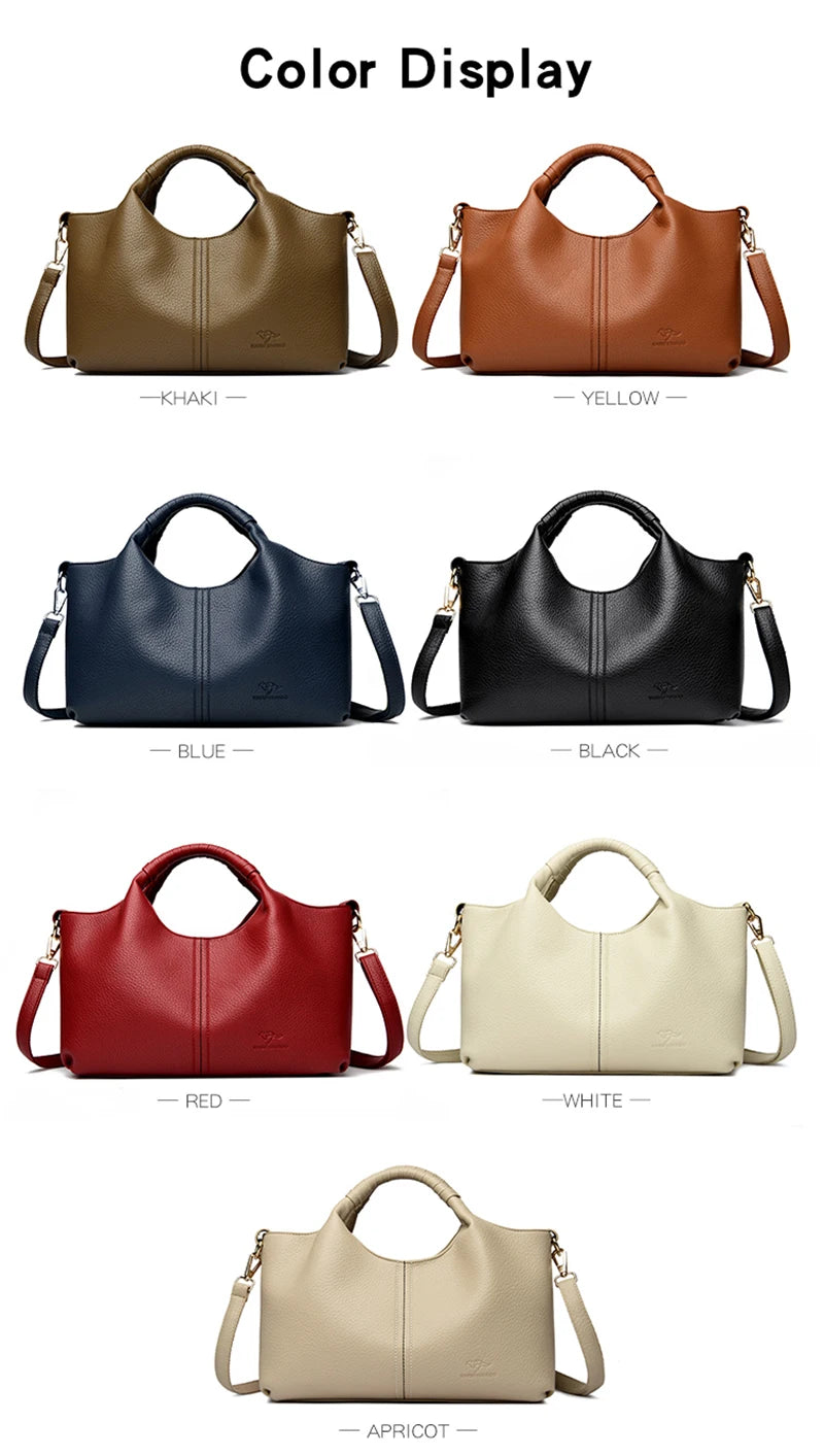 Collection of handbags in various colors on a white background