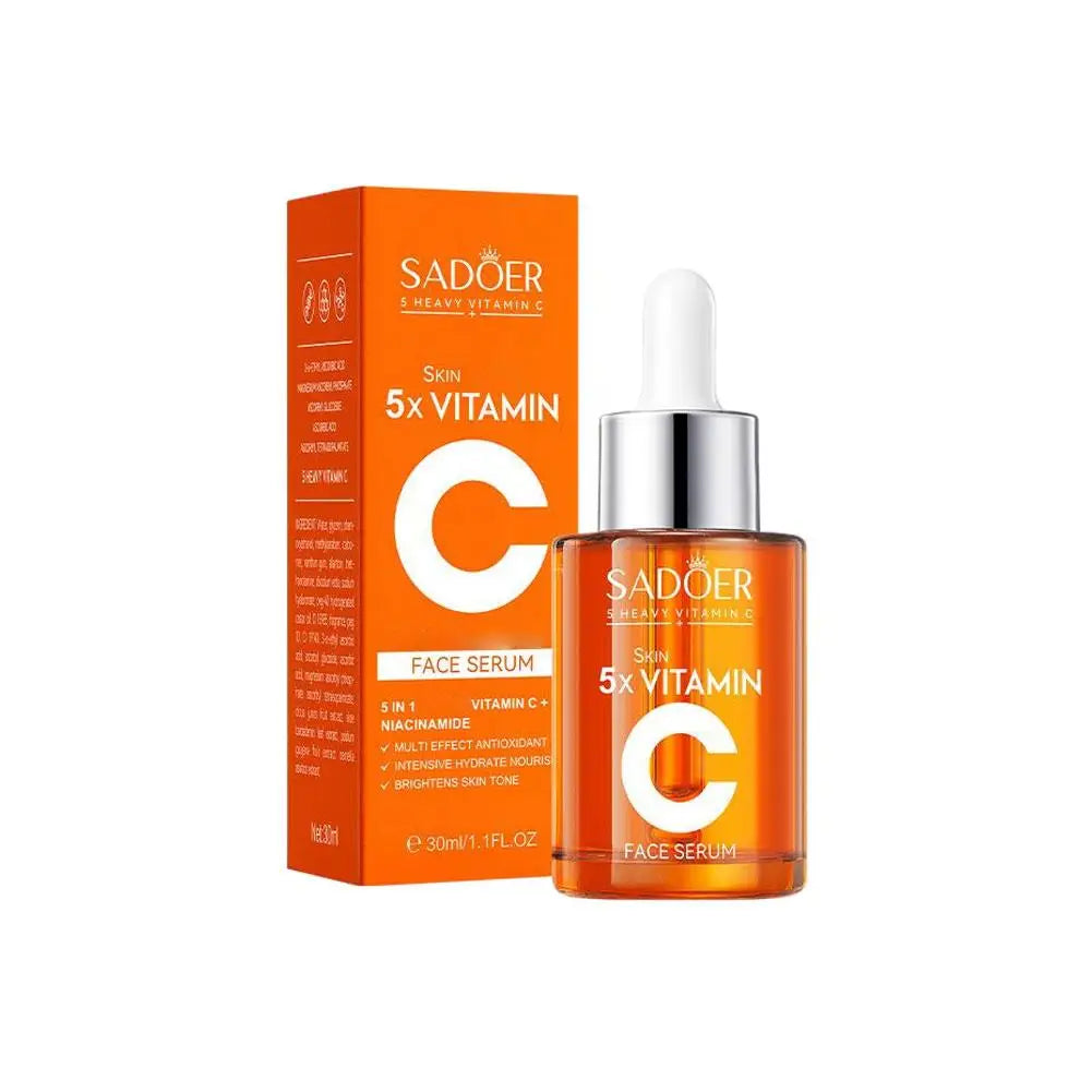 Sadoer Vitamin C face serum with packaging on a white background