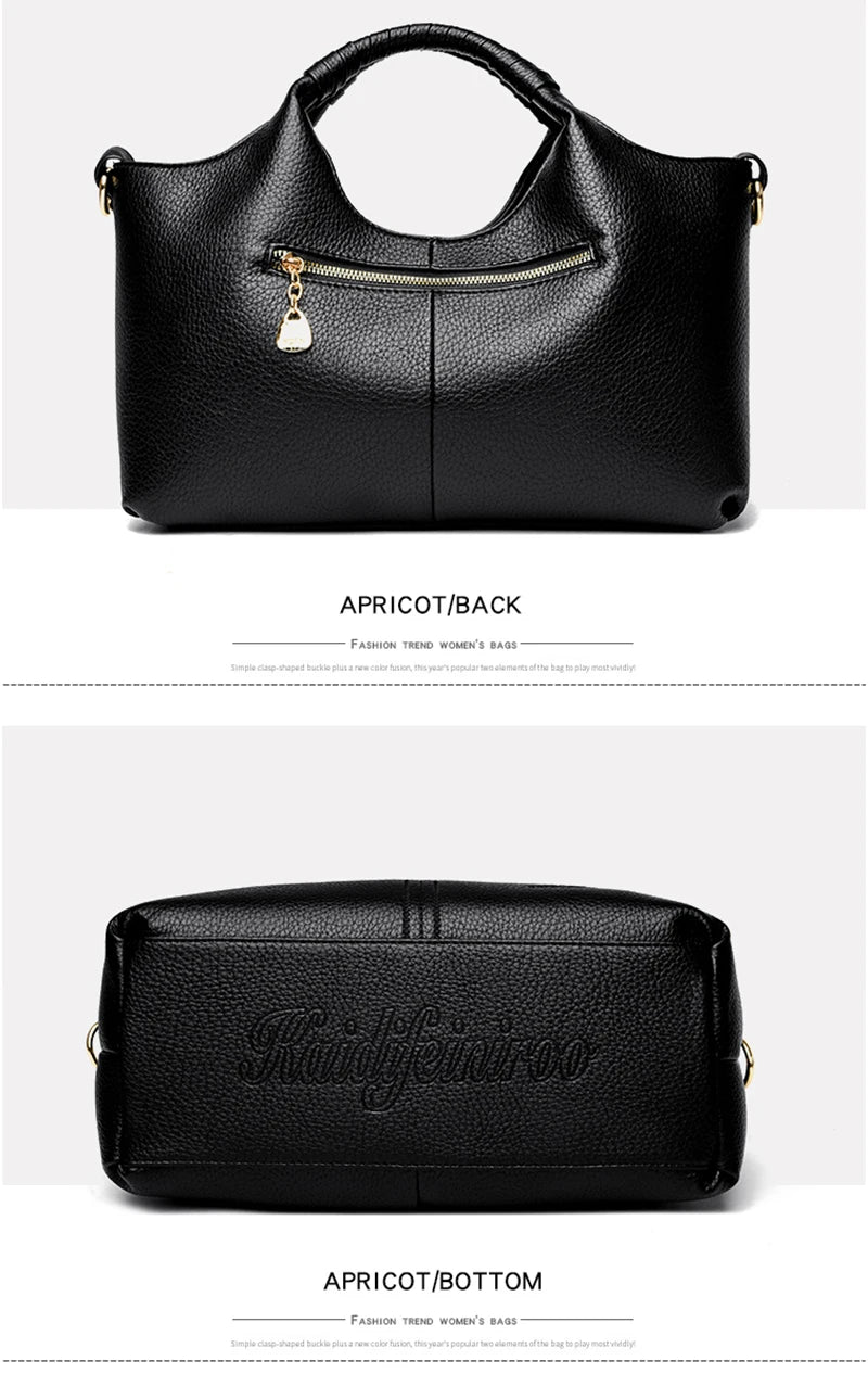 Women's Genuine Leather Bucket Bag with Crossbody Strap