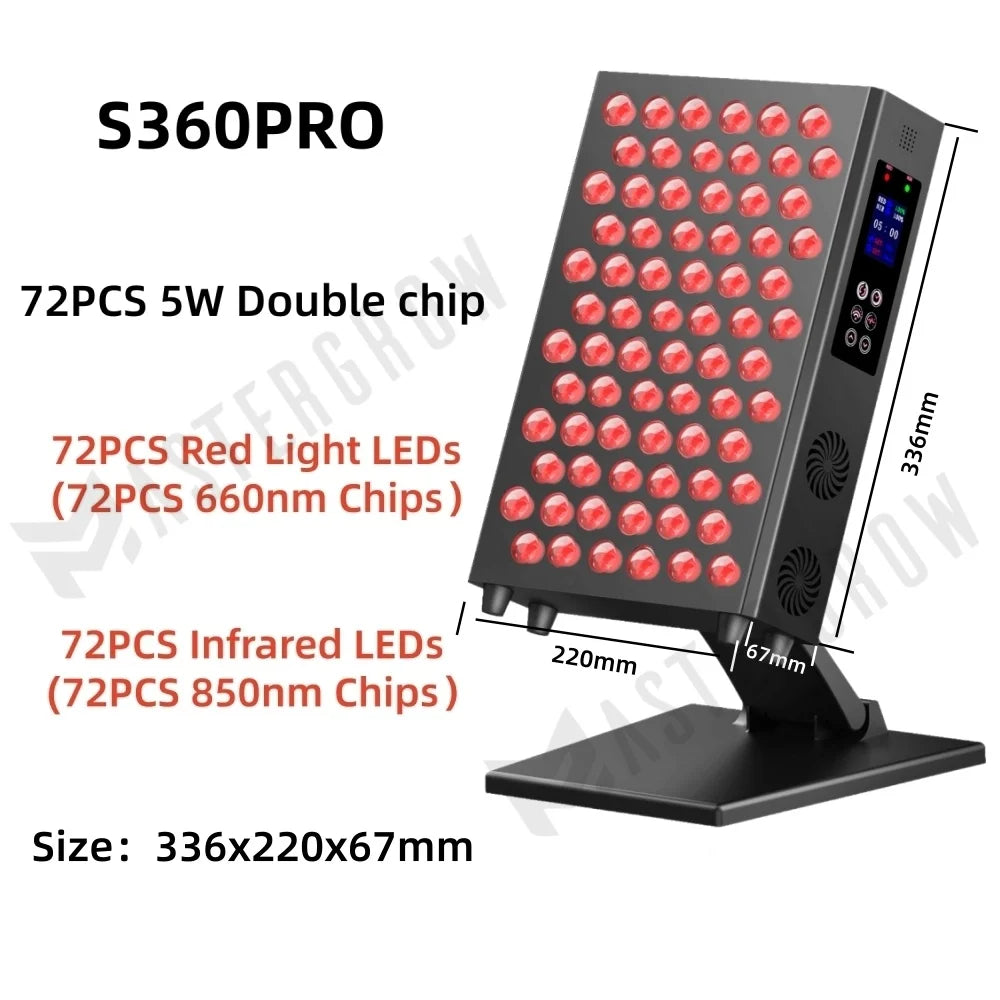 S360PRO LED device with red and infrared LEDs on a white background