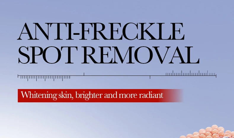 Advertisement for anti-freckle spot removal with text on a blue background