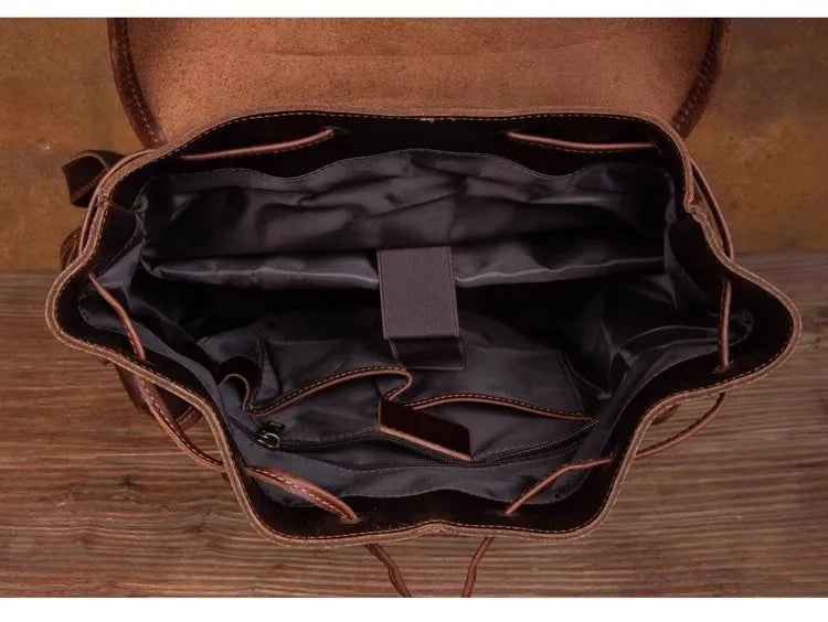 Retro crazy horse leather backpack men's large capacity travel bag fashion trend genuine leather backpack