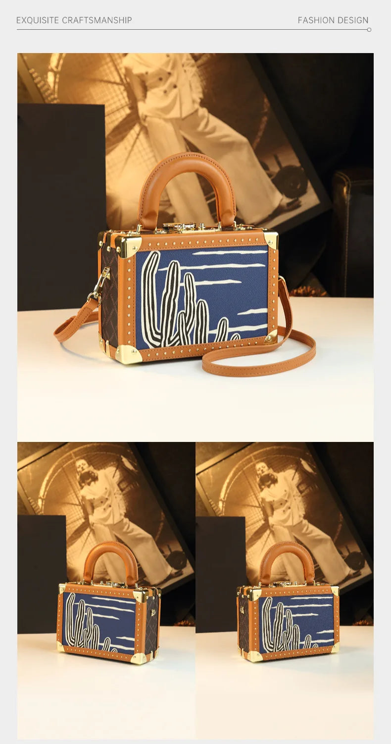 Trendy Women's Bag Personality Genuine Leather Box Bag Elegant Temperament Shoulder Crossbody Bag Designer Luxury Handbags