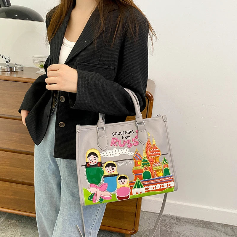 Women's Large PU Leather Shoulder Tote Bag