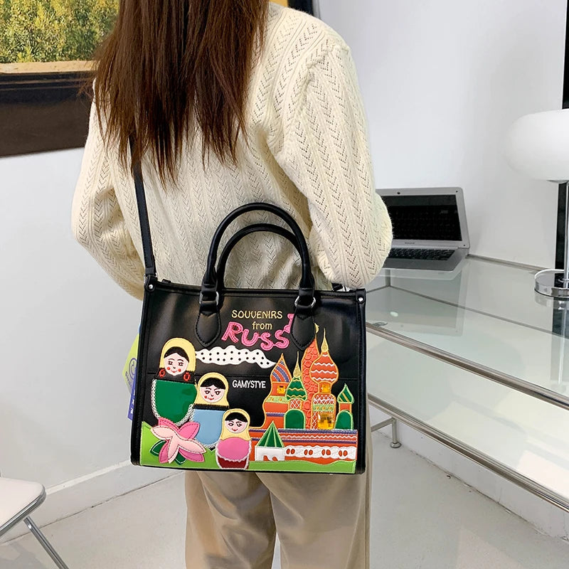 Women's Large PU Leather Shoulder Tote Bag