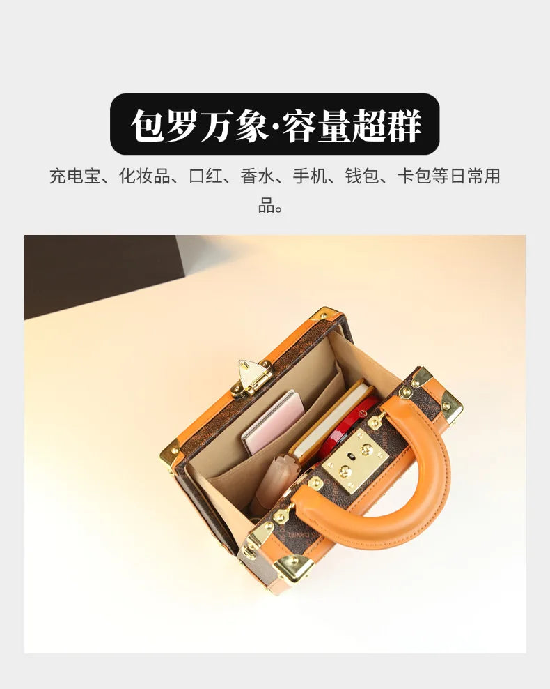 Trendy Women's Bag Personality Genuine Leather Box Bag Elegant Temperament Shoulder Crossbody Bag Designer Luxury Handbags