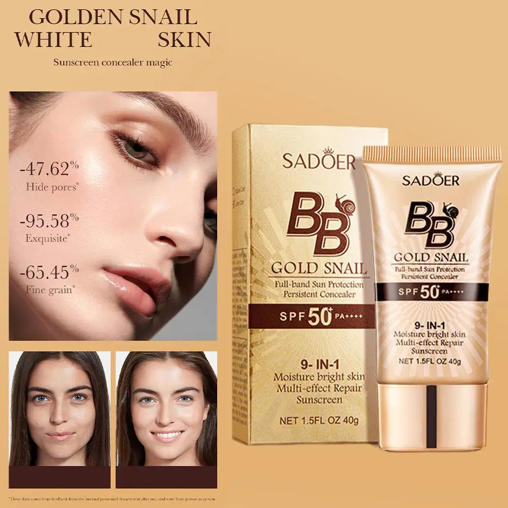Sadoer Gold Snail skincare product with packaging on a beige background