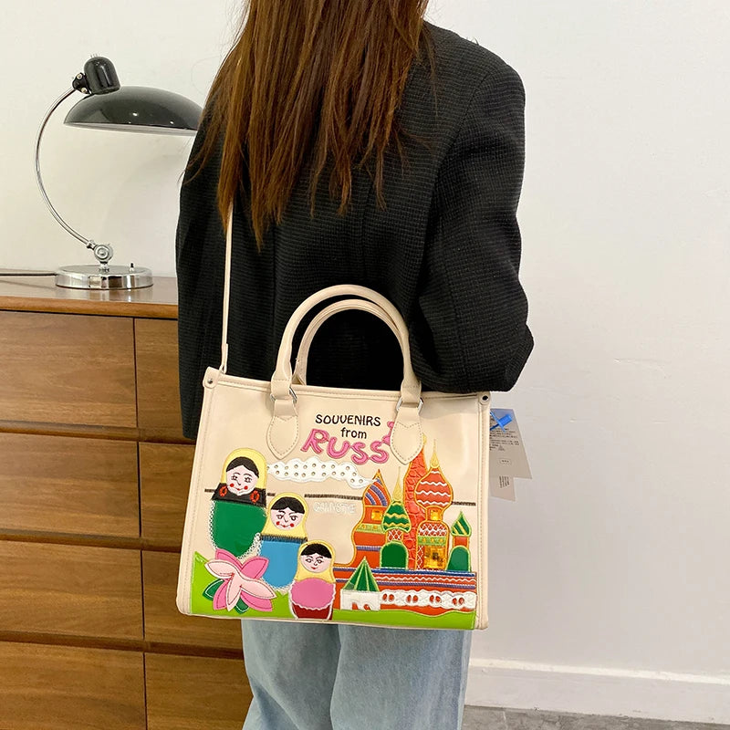 Women's Large PU Leather Shoulder Tote Bag