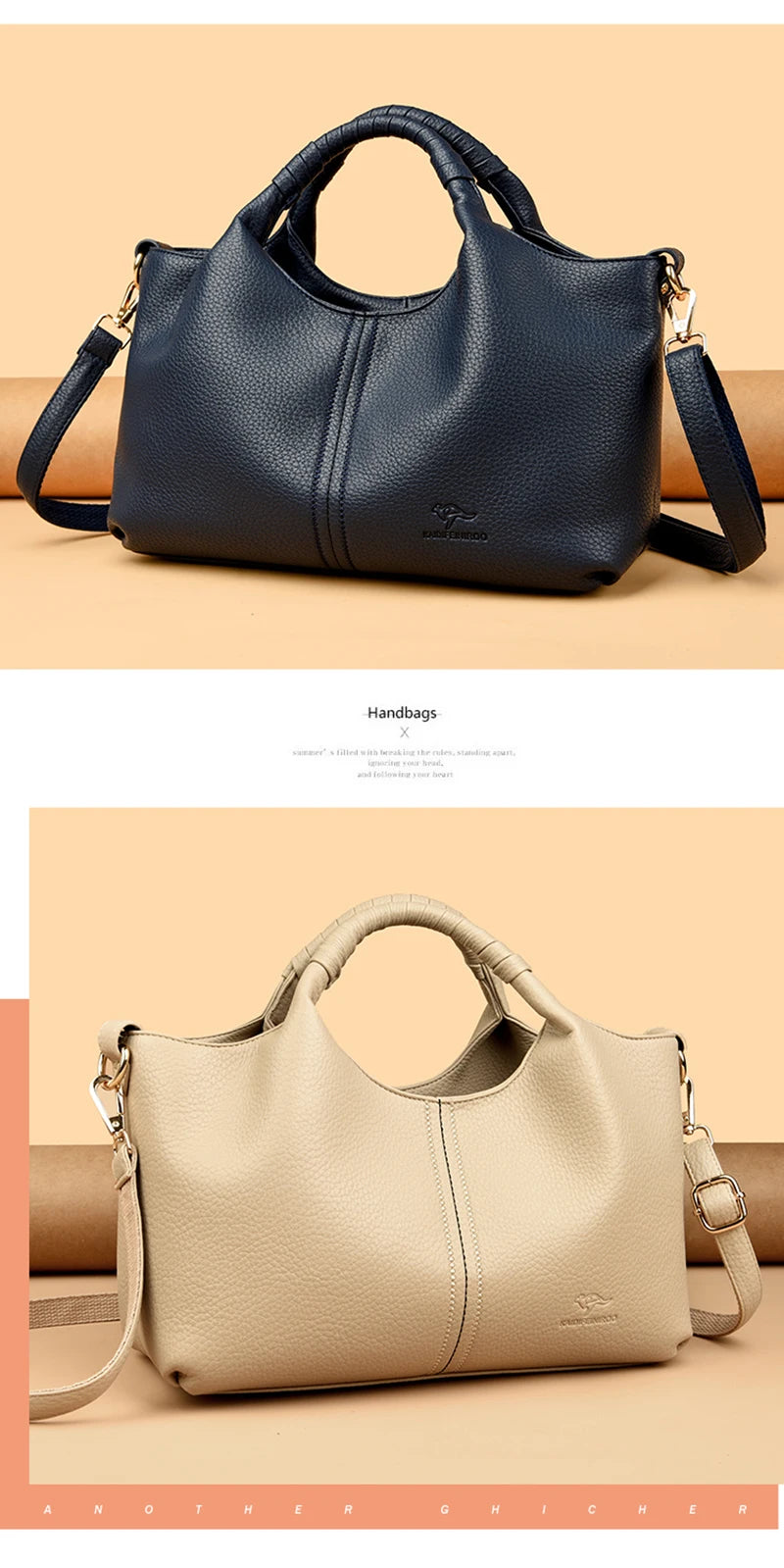 Women's Genuine Leather Bucket Bag with Crossbody Strap