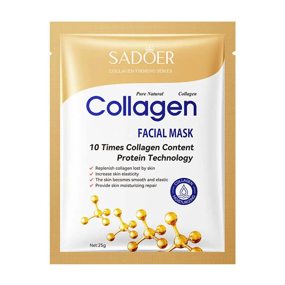 Collagen facial mask packaging with Sadoer branding on a white background