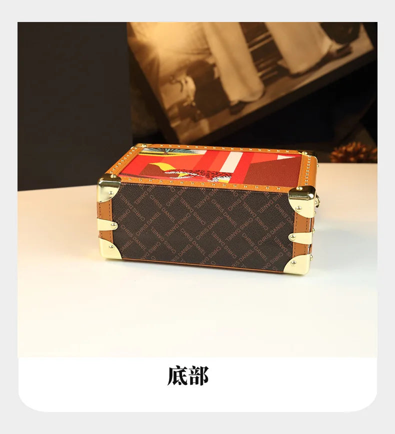 Trendy Women's Bag Personality Genuine Leather Box Bag Elegant Temperament Shoulder Crossbody Bag Designer Luxury Handbags
