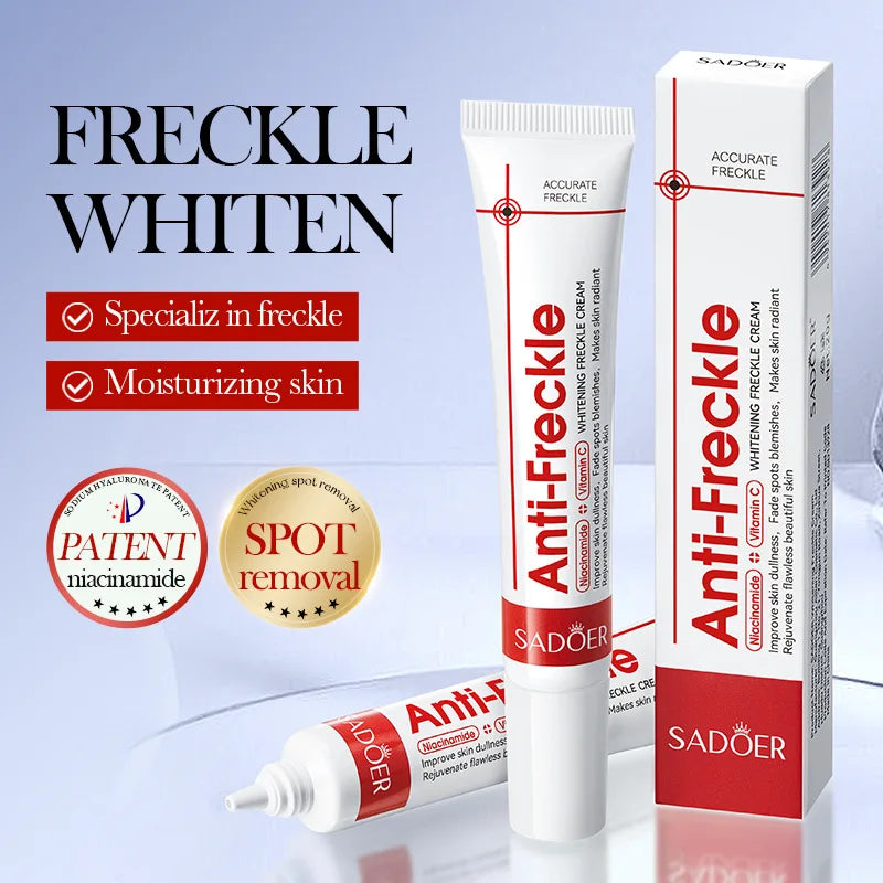 Anti-freckle cream with packaging on a light blue background