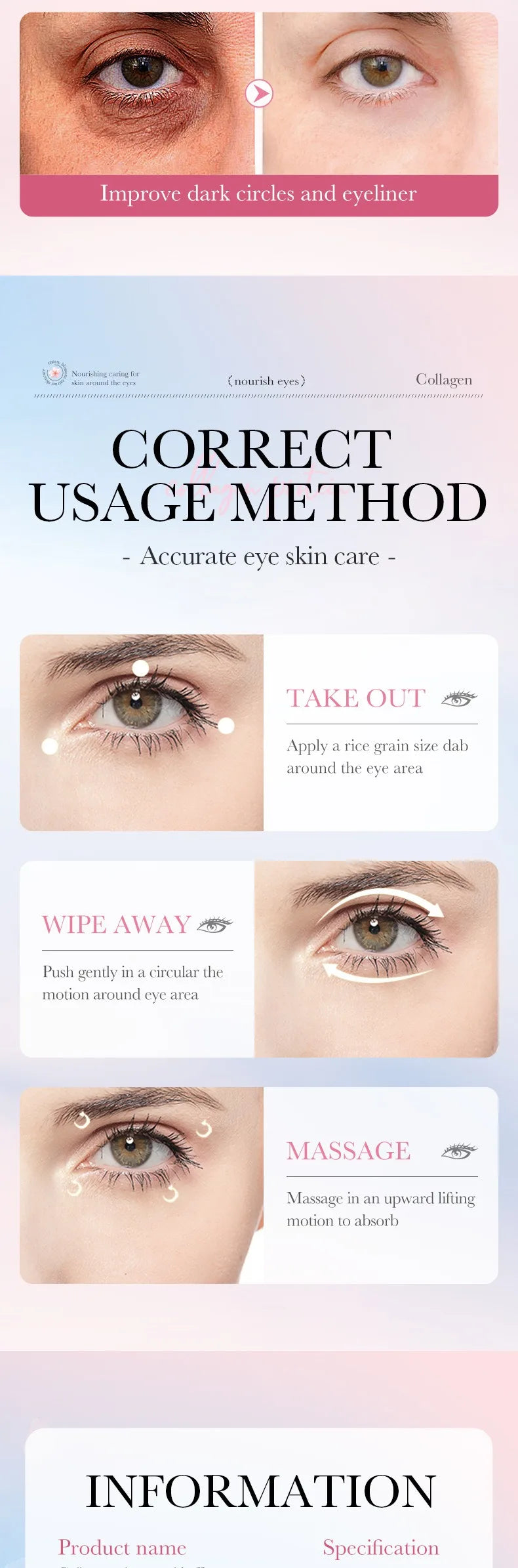 SADOER Sakura Collagen Eye Cream – Dark Circles, Anti-Aging & Moisturizing Eye Care 30g