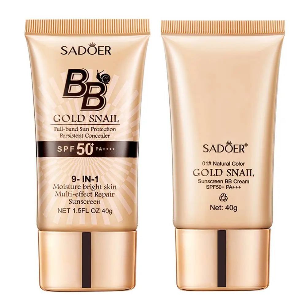 Two tubes of Sadoer Gold Snail BB cream on a white background