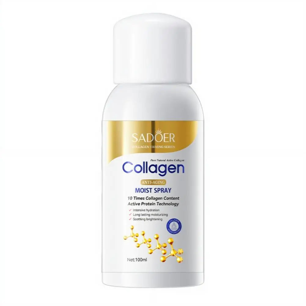 Collagen spray bottle with Sadoer branding on a white background