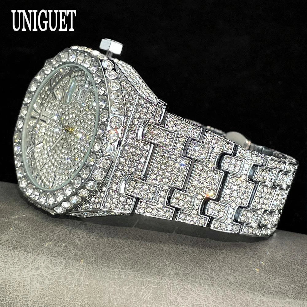 Men's Stainless Steel Quartz Watch with Luminous Hands