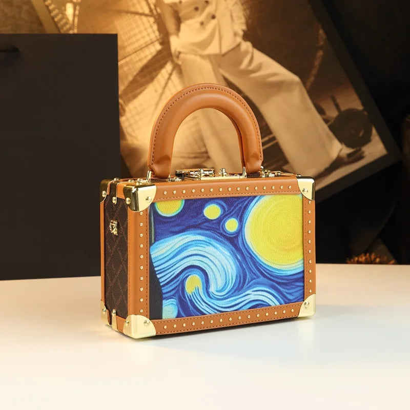 Trendy Women's Bag Personality Genuine Leather Box Bag Elegant Temperament Shoulder Crossbody Bag Designer Luxury Handbags