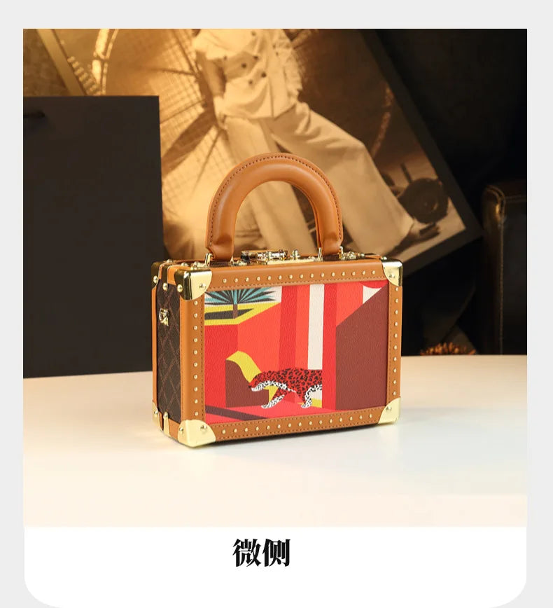Trendy Women's Bag Personality Genuine Leather Box Bag Elegant Temperament Shoulder Crossbody Bag Designer Luxury Handbags