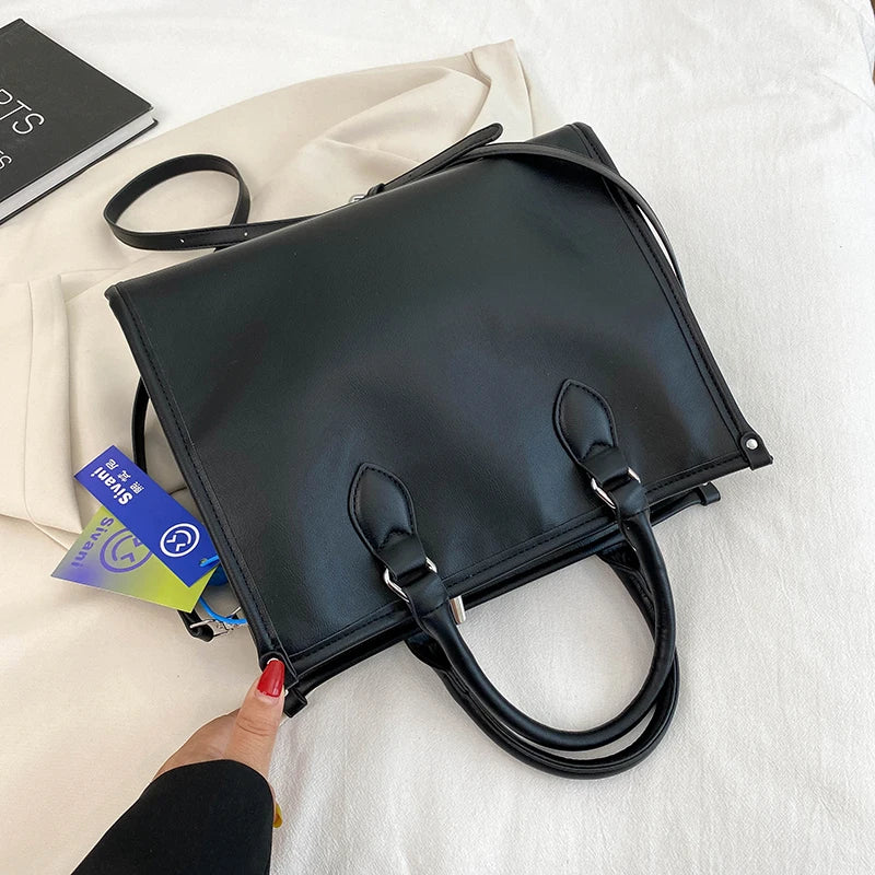 Women's Large PU Leather Shoulder Tote Bag