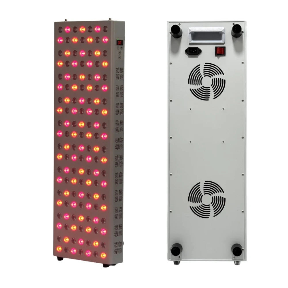 Two rectangular devices, one with LED lights and the other with a fan design, on a white background.