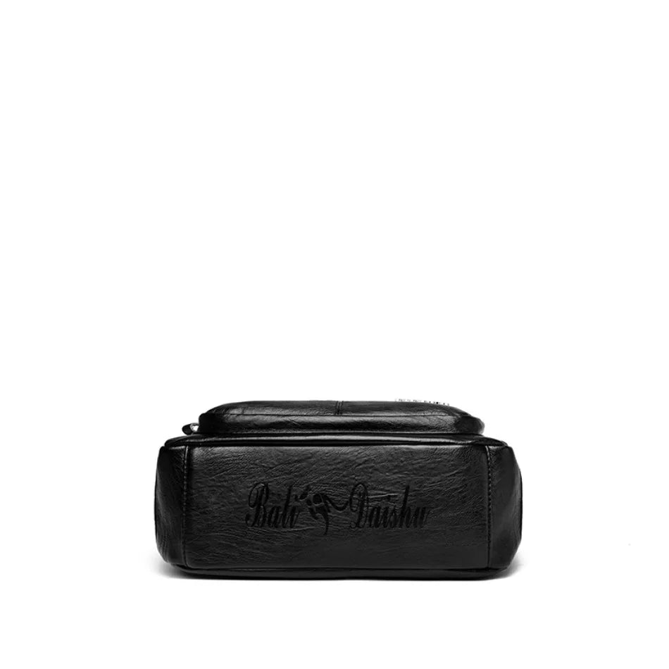 Black leather pouch with 'Bali Daisha' branding on a white background