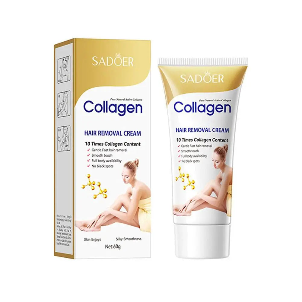Sadoer Collagen hair removal cream packaging on a white background