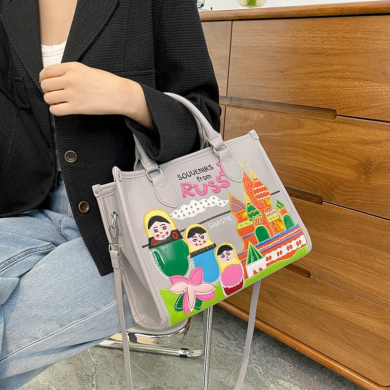 Women's Large PU Leather Shoulder Tote Bag