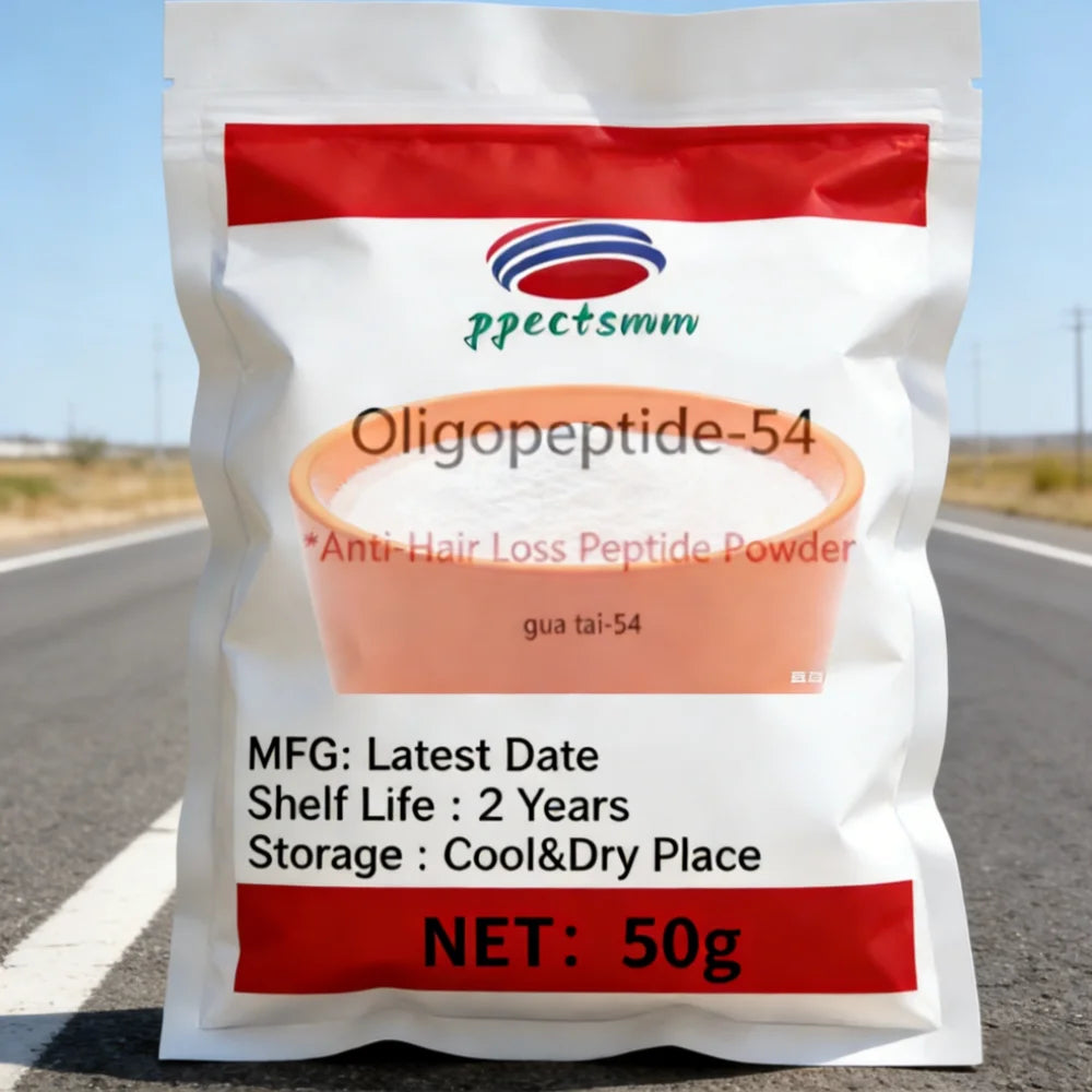 Oligopeptide-54 anti-hair loss peptide powder packaging on a road background