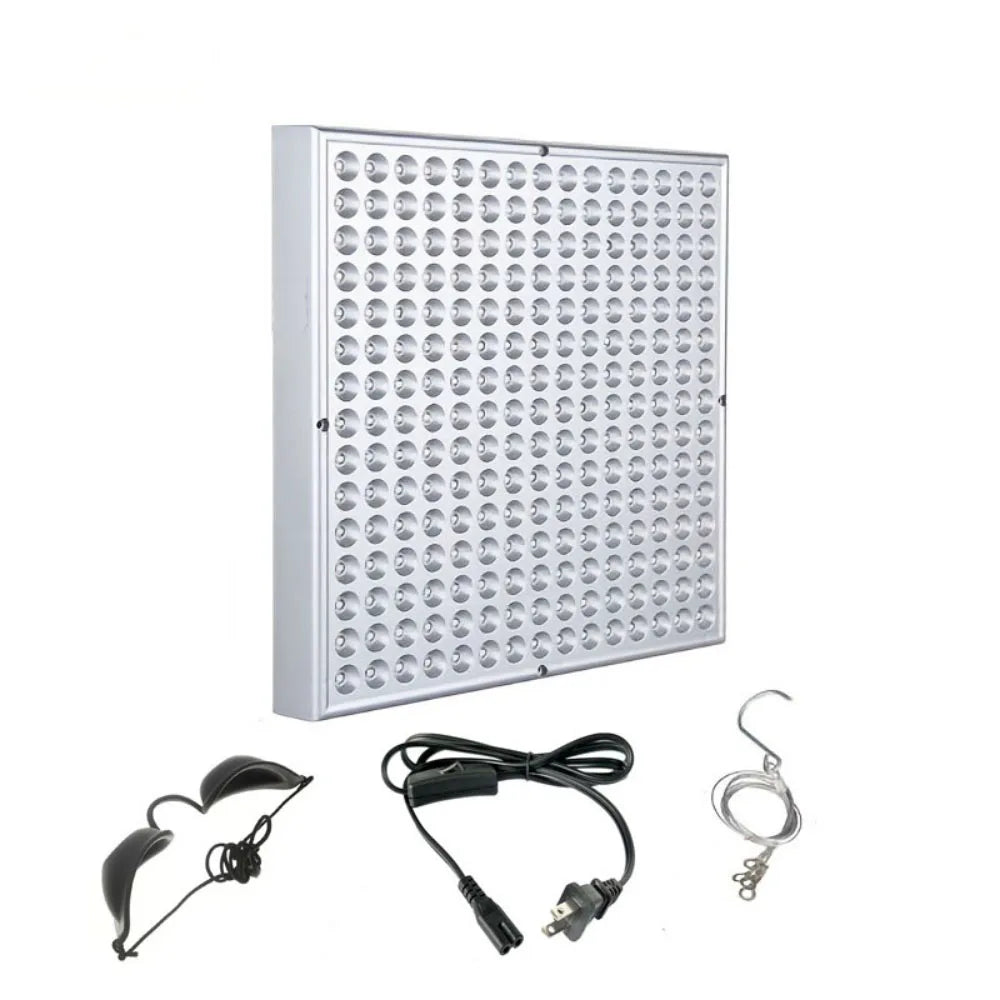 LED light panel with accessories on a white background