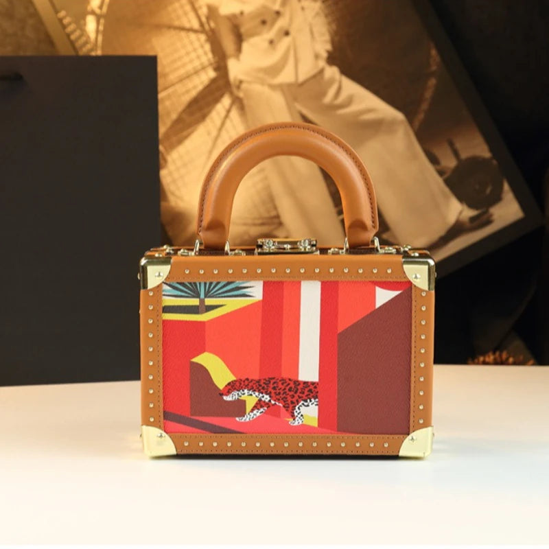 Trendy Women's Bag Personality Genuine Leather Box Bag Elegant Temperament Shoulder Crossbody Bag Designer Luxury Handbags
